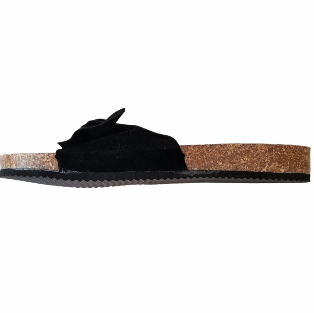 Black Velvet Bow Cork Heel Slip-On Sandals EU 39 - Picture 11 of 15